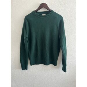 J Crew Rugged Merino Wool Blend Crewneck Sweater Green L Preppy Quiet Luxury